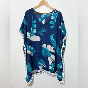 Swimsuit coverup by Adreamly L/XL Navy blue tropical